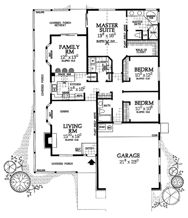 Architectural House Design - Country Floor Plan - Main Floor Plan #72-1081