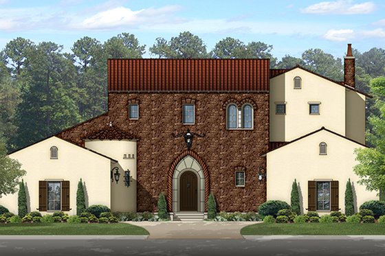 Exterior - Front Elevation 3 for Mediterranean House Plan #1058-153 - 4 bed, 4 bath