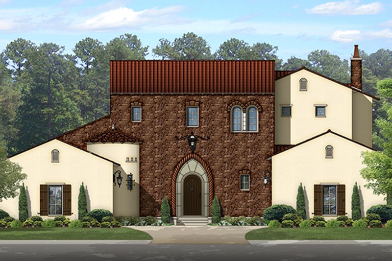House Plan Design - Exterior - Front Elevation 3 for Mediterranean House Plan #1058-153 - 4 bed, 4 bath