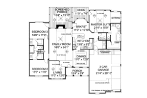 Floor Plan - Main Floor for Traditional House Plan #56-684 - 3 bed, 2.5 bath