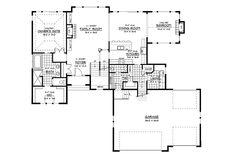 Home Plan - Floor Plan - Main Floor for Traditional House Plan #51-642 - 3 bed, 2.5 bath