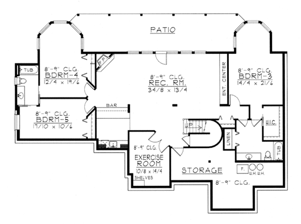 Architectural House Design - Traditional Floor Plan - Lower Floor Plan #1037-17