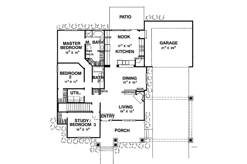 Home Plan - Floor Plan - Main Floor for Craftsman House Plan #472-135 - 3 bed, 2 bath