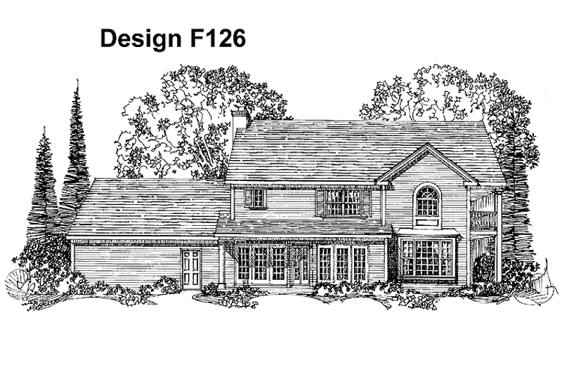 House Blueprint - Exterior - Rear Elevation for Colonial House Plan #1016-25 - 4 bed, 3 bath