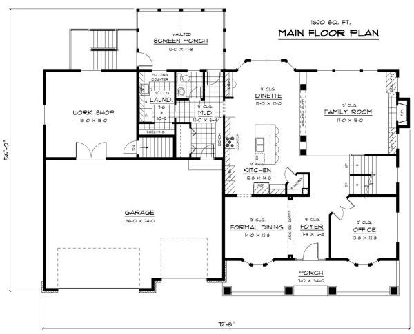 European Floor Plan - Main Floor Plan #51-309