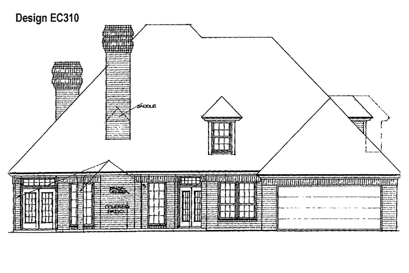 Home Plan - Exterior - Rear Elevation for Traditional House Plan #310-1080 - 4 bed, 3.5 bath