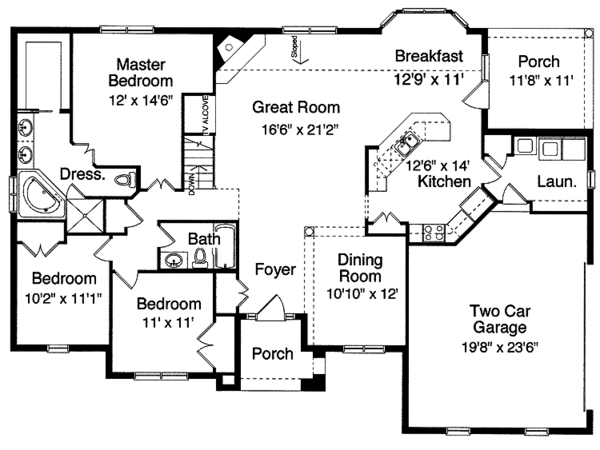 House Design - Traditional Floor Plan - Main Floor Plan #46-698