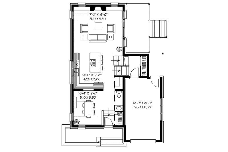 Dream House Plan - Floor Plan - Main Floor for Contemporary House Plan #23-2369 - 2 bed, 1.5 bath