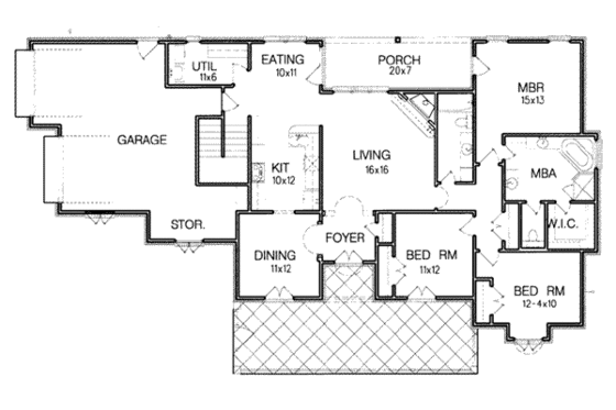 Floor Plan - Main Floor for European House Plan #15-114 - 3 bed, 2 bath