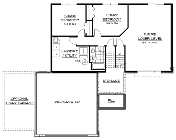 Architectural House Design - Contemporary Floor Plan - Lower Floor Plan #51-589