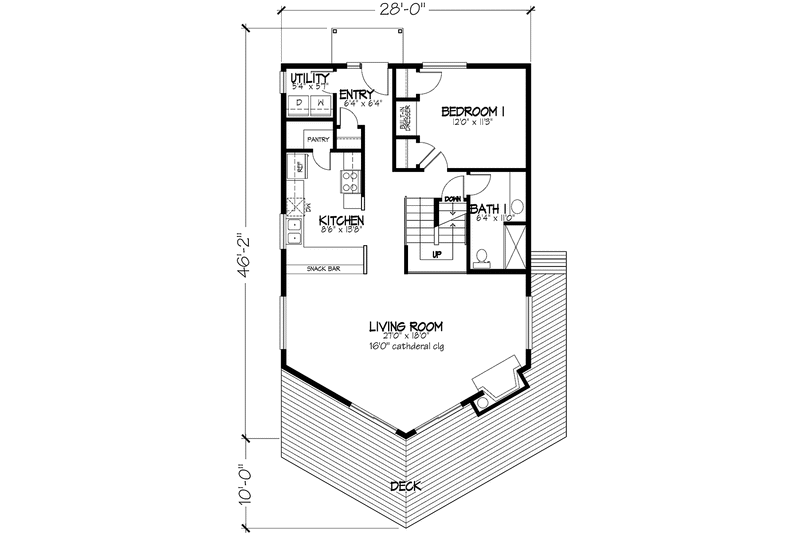 Home Plan - Floor Plan - Main Floor for European House Plan #320-1019 - 3 bed, 2 bath