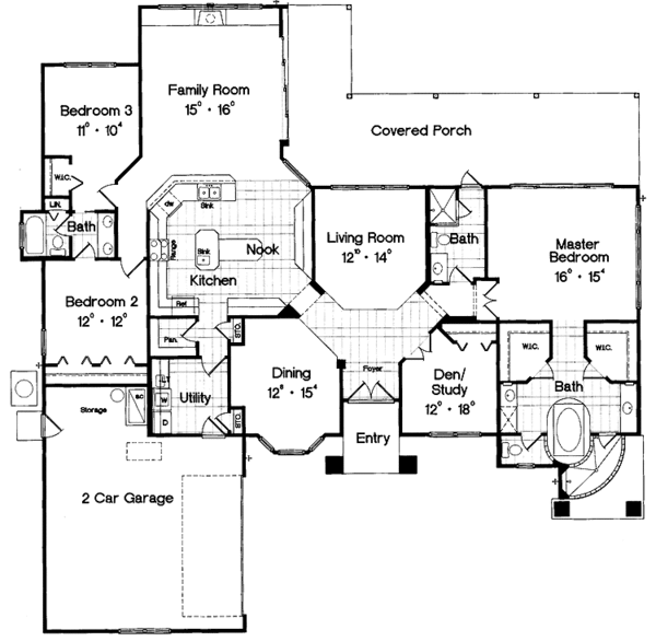 Architectural House Design - Mediterranean Floor Plan - Main Floor Plan #417-555