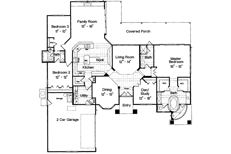 Home Plan - Floor Plan - Main Floor for Mediterranean House Plan #417-555 - 3 bed, 3 bath