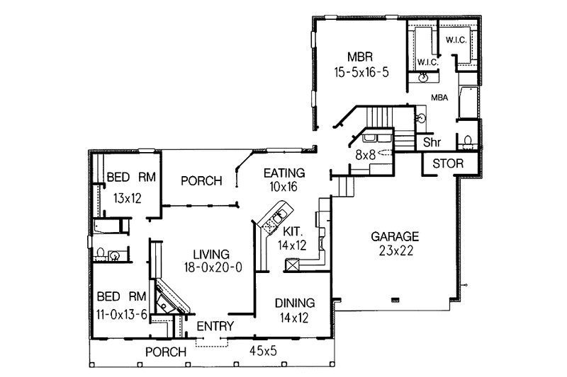 Home Plan - Floor Plan - Main Floor for Country House Plan #15-318 - 3 bed, 2 bath