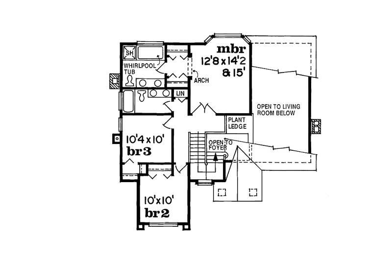 House Blueprint - Floor Plan - Upper Floor 1 for Mediterranean House Plan #47-816 - 3 bed, 2.5 bath