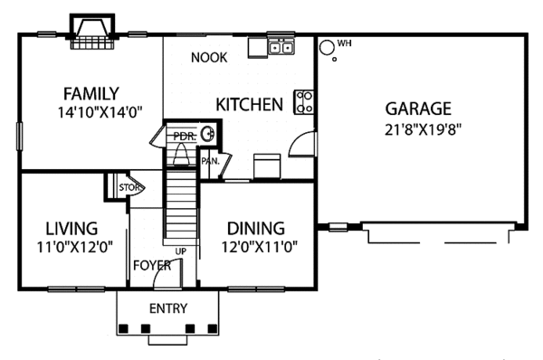 Home Plan - Colonial Floor Plan - Main Floor Plan #999-66