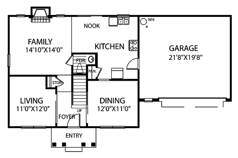 Architectural House Design - Floor Plan - Main Floor for Colonial House Plan #999-66 - 4 bed, 2.5 bath