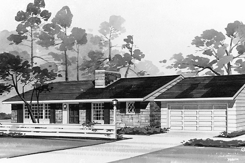 Architectural House Design - Ranch Exterior - Front Elevation Plan #72-488