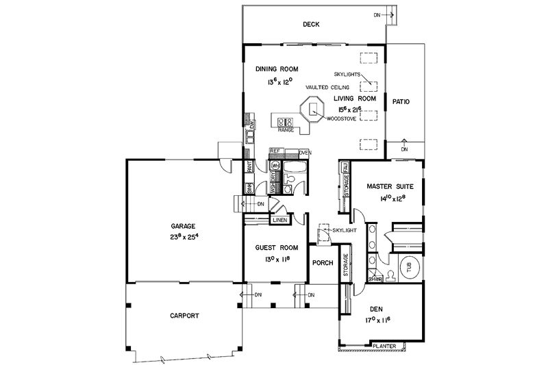 Home Plan - Floor Plan - Main Floor for Traditional House Plan #60-930 - 2 bed, 2 bath