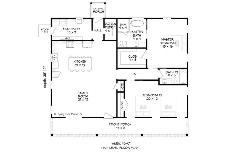 House Design - Floor Plan - Main Floor for Country House Plan #932-627 - 2 bed, 2 bath