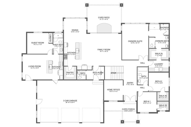 House Blueprint - Floor Plan - Main Floor for Farmhouse House Plan #1060-361 - 4 bed, 3.5 bath