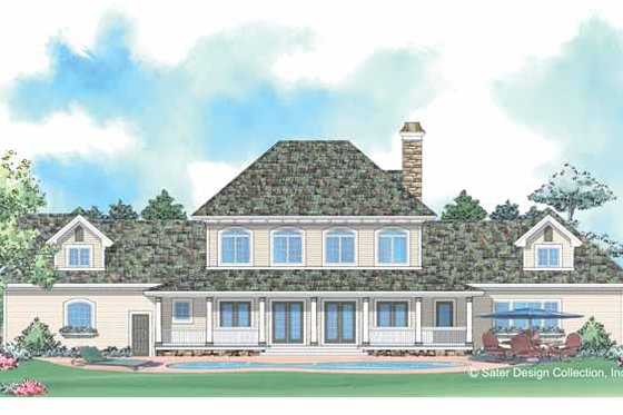 Exterior - Rear Elevation for European House Plan #930-205 - 3 bed, 2.5 bath