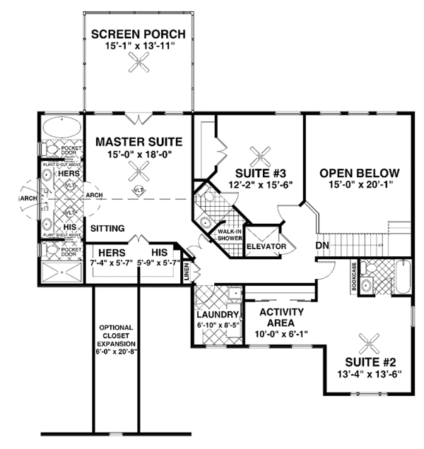 Architectural House Design - Traditional Floor Plan - Upper Floor Plan #56-679
