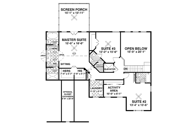 Home Plan - Floor Plan - Upper Floor for Traditional House Plan #56-679 - 4 bed, 4 bath