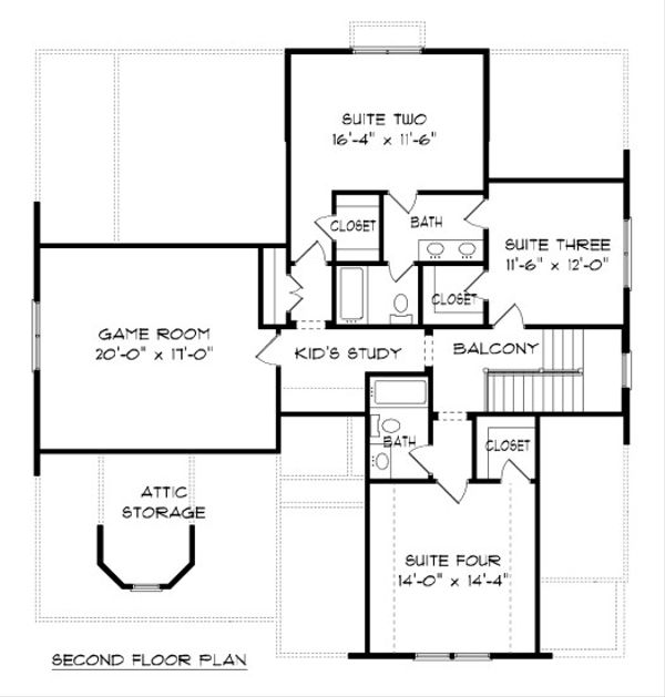 Victorian Floor Plan - Upper Floor Plan #413-882