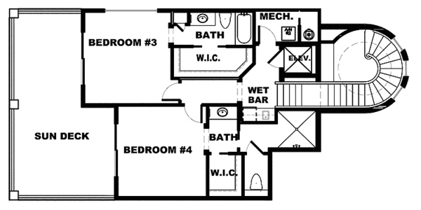 House Blueprint - Mediterranean Floor Plan - Upper Floor Plan #1017-103