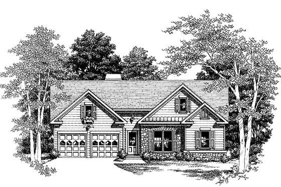Exterior - Front Elevation 3 for Ranch House Plan #927-450 - 3 bed, 2 bath