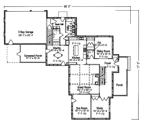 House Blueprint - Country Floor Plan - Main Floor Plan #994-8