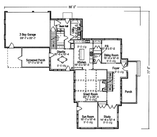 Architectural House Design - Country Floor Plan - Main Floor Plan #994-8