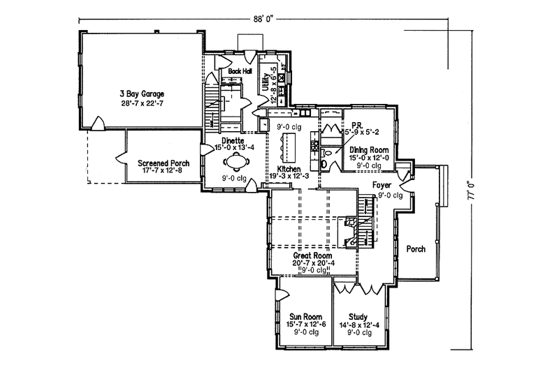 Dream House Plan - Floor Plan - Main Floor for Country House Plan #994-8 - 4 bed, 3.5 bath