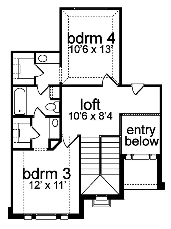 House Design - Traditional Floor Plan - Upper Floor Plan #84-703