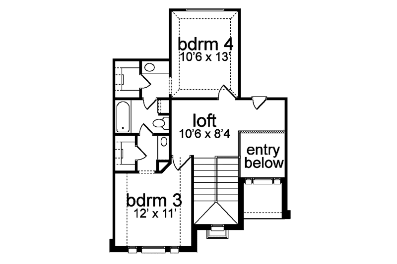 Home Plan - Floor Plan - Upper Floor for Traditional House Plan #84-703 - 4 bed, 3 bath