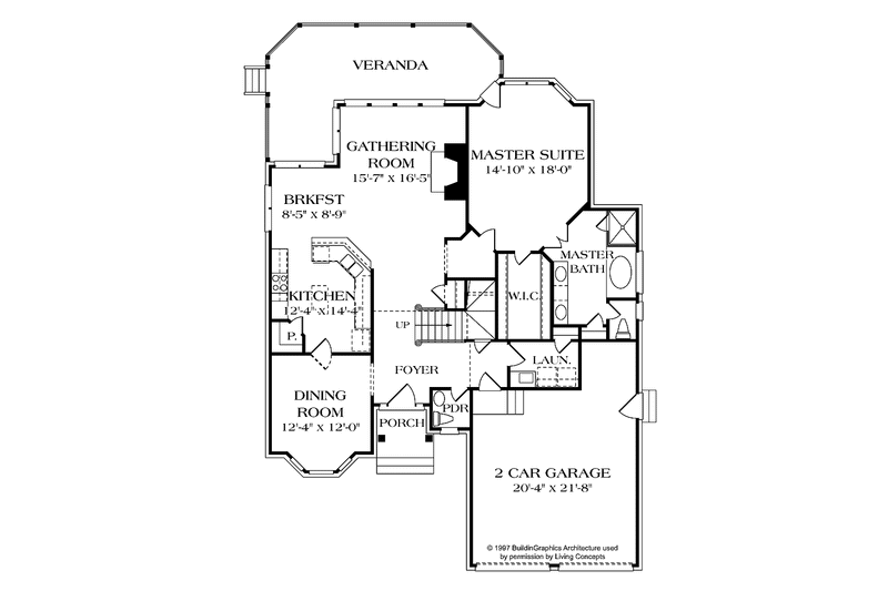 House Blueprint - Floor Plan - Main Floor for Traditional House Plan #453-135 - 3 bed, 2.5 bath