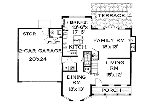 Floor Plan - Main Floor for Traditional House Plan #3-271 - 4 bed, 2.5 bath