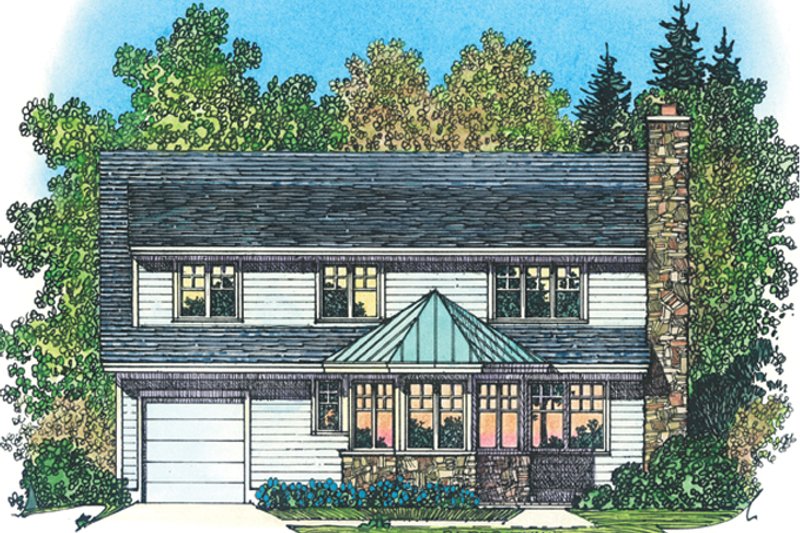 House Blueprint - Exterior - Rear Elevation 1 for Colonial House Plan #1016-105 - 3 bed, 2.5 bath