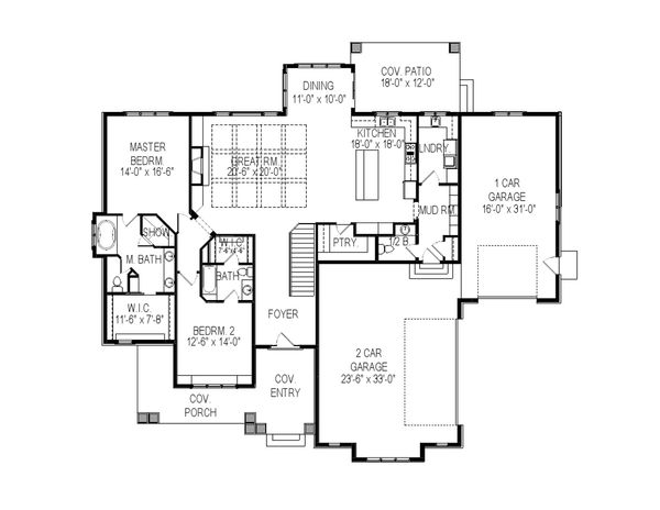 Architectural House Design - Craftsman Floor Plan - Main Floor Plan #920-33