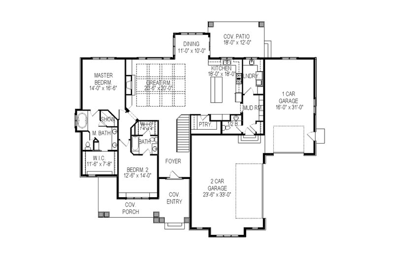 Dream House Plan - Floor Plan - Main Floor for Craftsman House Plan #920-33 - 4 bed, 4 bath