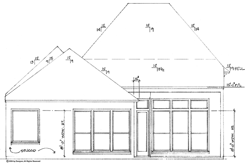 House Plan Design - Exterior - Rear Elevation for European House Plan #301-156 - 3 bed, 2.5 bath