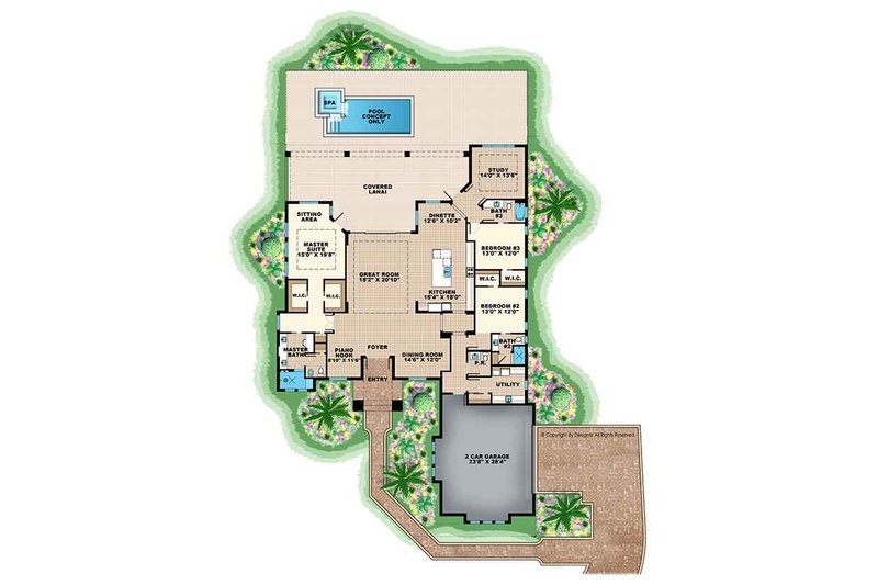 Architectural House Design - Floor Plan - Main Floor for Ranch House Plan #1017-164 - 3 bed, 3.5 bath