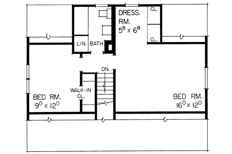 Dream House Plan - Floor Plan - Upper Floor for Colonial House Plan #72-294 - 4 bed, 2 bath
