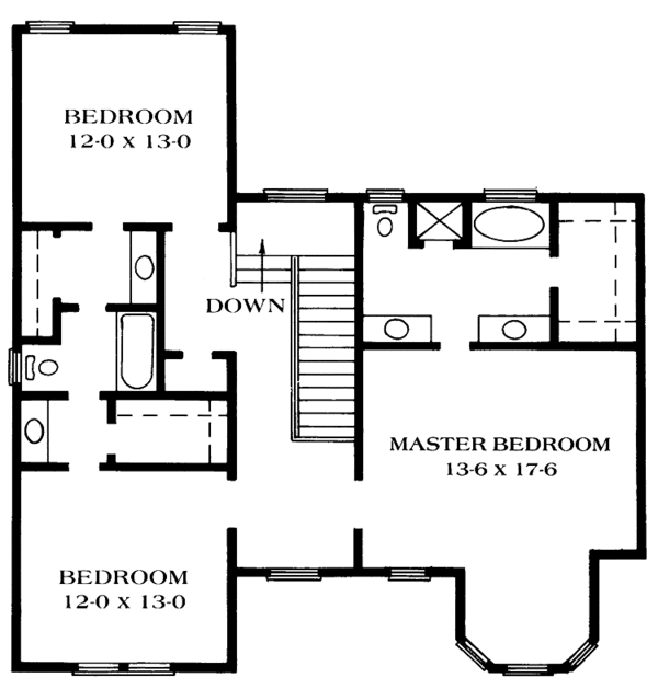 Architectural House Design - Victorian Floor Plan - Upper Floor Plan #1014-28