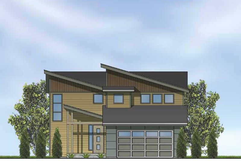 Architectural House Design - Exterior - Front Elevation 3 for Contemporary House Plan #569-10 - 3 bed, 2.5 bath