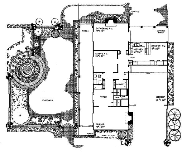 Southern Floor Plan - Main Floor Plan #72-357