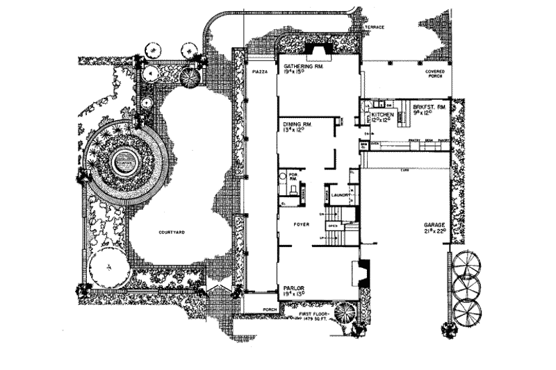Home Plan - Floor Plan - Main Floor for Southern House Plan #72-357 - 5 bed, 6 bath