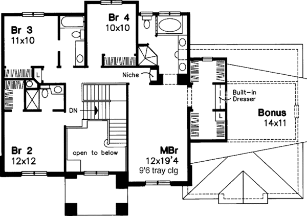 Architectural House Design - Classical Floor Plan - Upper Floor Plan #320-637
