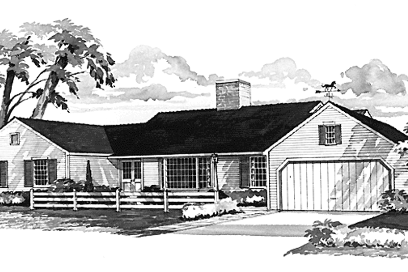 House Blueprint - Ranch Exterior - Front Elevation Plan #72-561